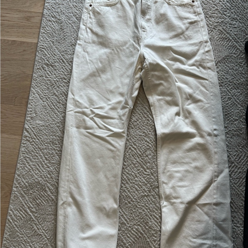 White Straight-Leg Denim Pants